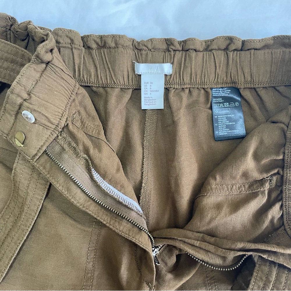 H&M Paper-bag Linen Cropped Pants - Picture 3 of 3